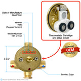 Product 18.30.147, Model TX2, Model TX2 REN, Model TX1, Model TX1 REN, C200-T2, C 200-T2, 132 937, 8203 WW, 8203.USA, TX1 REN, Waterworks <a href="tel:29-99396-53953">29-99396-53953</a> Thermostatic Cartridge, TX 8213WW, Waterworks <a href="tel:26-42456-04860">26-42456-04860</a> Thermostatic Valve, Herbeau 930030, Herbeau 93003156, Kallista P11001-00-0 Thermostatic Valve Cartridge Assembly