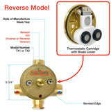 Eurotherm 3/4" Reverse Thermostatic Cartridge with Brass Cover TX1 or TX2 INV 18.30.161