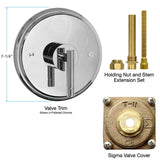Trim for Shower Valve with no Diverter with Palermo Handle for Non-Sigma Tempress Valve