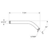 8" Extended Shower Arm 1/2" NPT