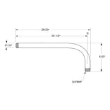 Sigma Extended Shower Arm, 26"x6", 3/4" NPT 18.10.106