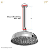 Sigma 8"x1/2" Ceiling Mount Straight Shower Neck 1/2" NPT 18.10.140