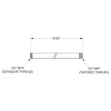 18" Ceiling Mount Straight Shower Neck 3/4" NPT 18.10.144