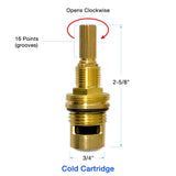 5 Pack of 1⁄2" Quarter Turn Ceramic Cartridge Cold 16 Point 18.30.029