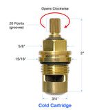 10 Pack of 1⁄2" Quarter Turn Ceramic Cartridge Cold 20 Point 18.30.035