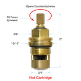 5 Pack of 1⁄2" Quarter Turn Ceramic Cartridge Hot 20 Point 18.30.036