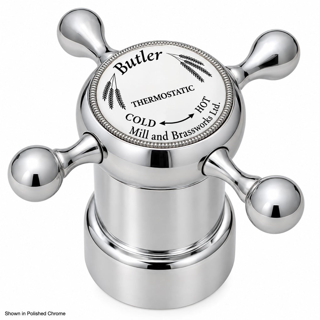 Butler Mill and Brassworks 3/4" Exposed Shower System Thermostatic Temperature Control Cross Handle