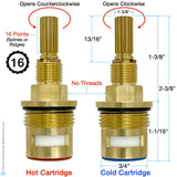Sigma 18.30.018T and 18.30.017T, Sigma Bundle of Hot and Cold 3/4" Quarter Turn Ceramic Disc Cartridges 16 Point 18.30.018T and 18.30.017T