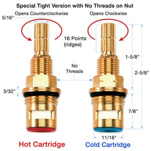 Sigma 1/2" Quarter Turn Cold and Hot Cartridges 16 Point 18.30.029T and 18.30.030T