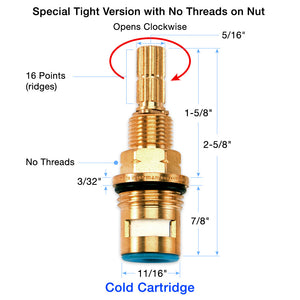 1/2" Quarter Turn Cold Cartridge 16 Point 18.30.029T, Sigma, Sigma Cartridge, Sigma 1/2" cartridge