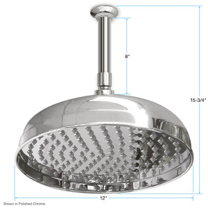 12" Deluxe Rainhead 8" Ceiling Mount Showerhead Set