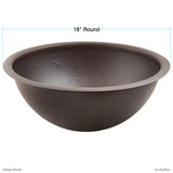 18" Round Rustic Hammered Bathroom Sink in Antique Bronze