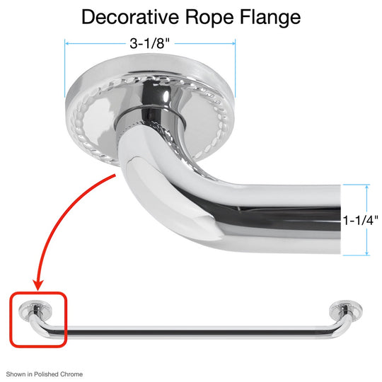 Sigma 18.18.406, 18.18.407, and 18.18.408, Sigma Shower Grab Bar with Decorative Rope Flange