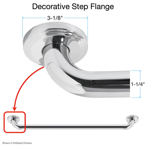 Sigma 18.18.418, 18.18.419, and 18.18.420, Sigma Shower Grab Bar with Decorative Step Flange