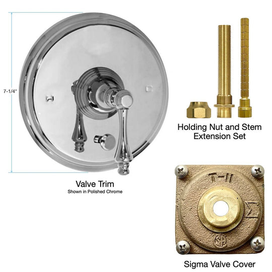 Trim for Shower Valve with Diverter with Montreal Handle for Non-Sigma Tempress II Valve