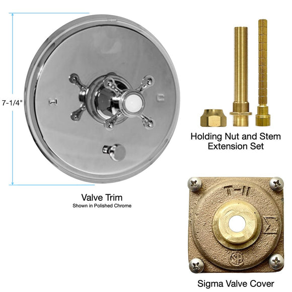 Trim for Shower Valve with Diverter with Saint Michel Handle for Non-Sigma Tempress II Valve