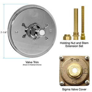 Trim for Shower Valve with no Diverter with Saint Michel Handle for Non-Sigma Tempress Valve