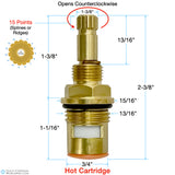 Sepco 502 Hot 1/2" Quarter Turn Cartridge 15 Point, Sepco 502, Sepco 502 Hot, CRT502-H, Watermark 502 Hot, Sepco Watermark 15, Watermark CRT502-H