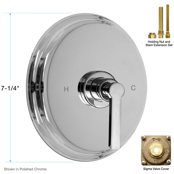 Tempress II Pressure Balance Valve Trim With Dual Bevel Trim Plate With Carina Handle Without Diverter