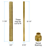Waterworks Thermostatic Extension Set  7-7/8” All Thread Tube and 8-1/4" Square Tube 26-12391-57368, Very Long Thermostatic Extension Set, Thermostatic Threaded Tube and Thermostatic Square Tube 