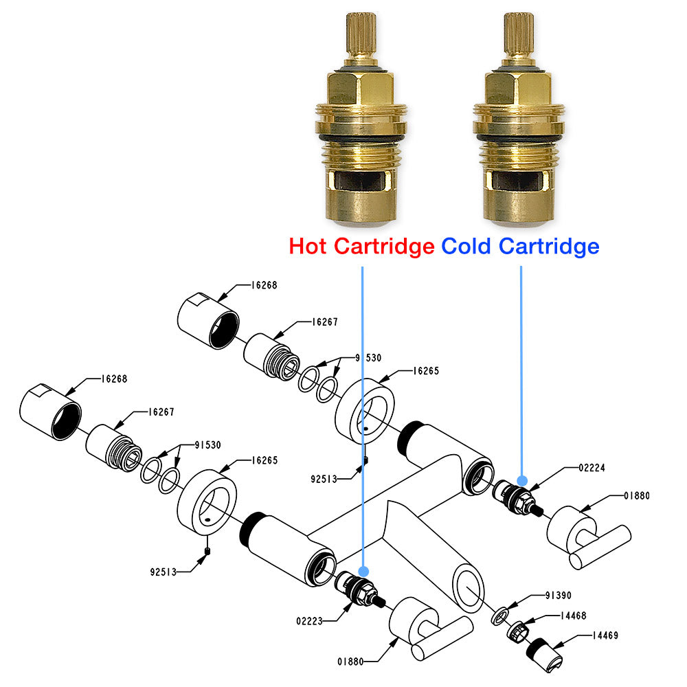 Bundle of Hot and Cold Cartridge for Waterdecor Bridge Wall-Mounted  Lavatory Faucet, image size:1000x1000