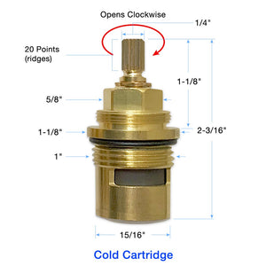 3/4" Quarter Turn Ceramic Cartridge Cold 20 Point 18.30.010