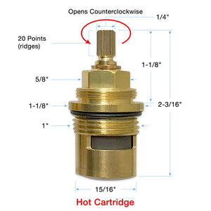 3/4" Quarter Turn Ceramic Cartridge Hot 20 Point 18.30.011