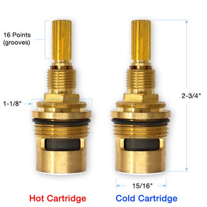 Bundle of Hot and Cold 3/4" Quarter Turn Ceramic Cartridge 16 Point (18.30.017 and 18.30.018)