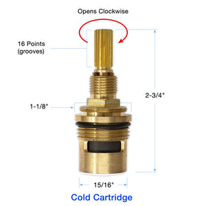 3/4" Quarter Turn Ceramic Cartridge Cold 16 Point 18.30.017