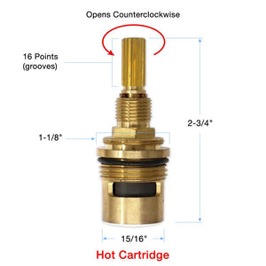 3/4" Quarter Turn Ceramic Cartridge Hot 16 Point 18.30.018