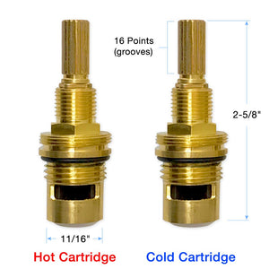 Bundle of 1/2" Quarter Turn Cold and Hot Cartridges 16 Point 18.30.029 and 18.30.030