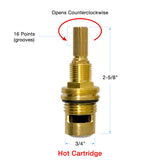 10 Pack of 1⁄2" Quarter Turn Ceramic Cartridge Hot 16 Point 18.30.030