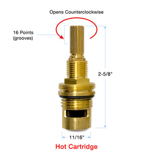 1/2" Quarter Turn Hot Cartridge 16 Point 18.30.030, Newport Brass 1-002 W/S Hot Cartridge