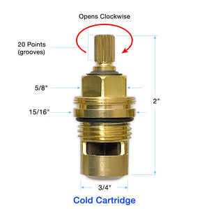 1/2" Quarter Turn Ceramic Cartridge Cold 20 Point 18.30.035