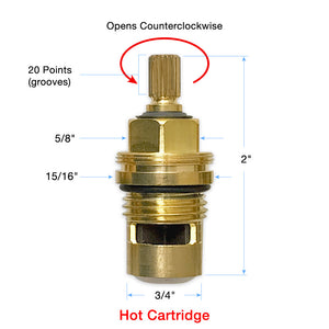 Sigma 1/2" Quarter Turn Ceramic Cartridge Hot 20 Point 18.30.036